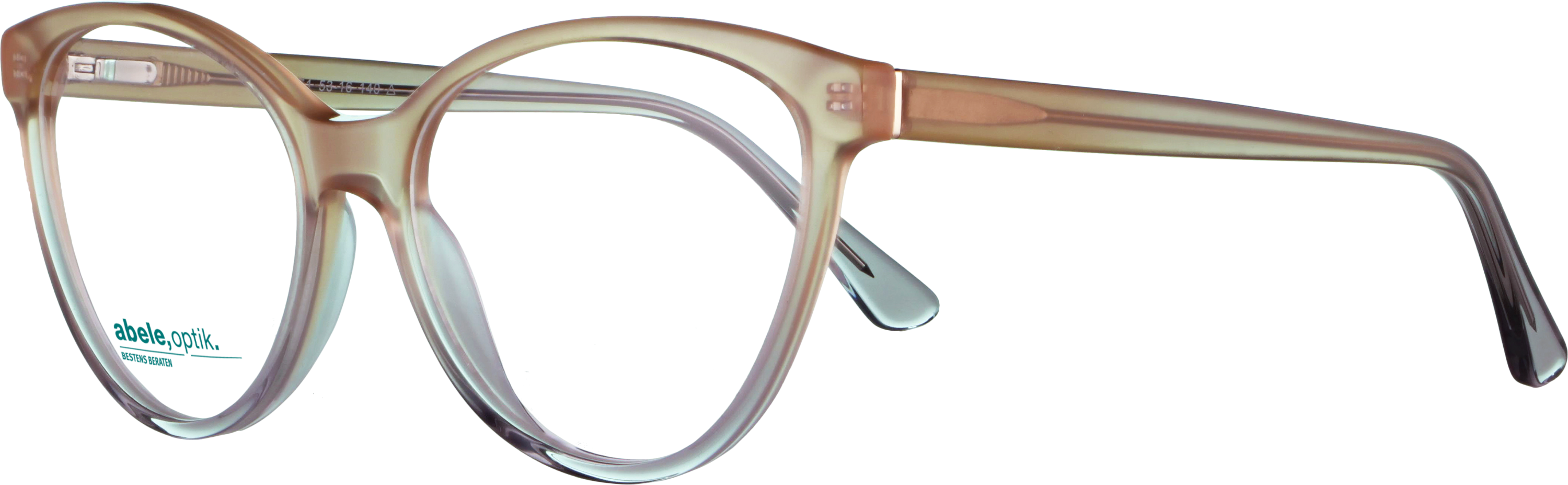 Das Bild zeigt die Korrektionsbrille 142551 von der Marke Abele Optik in beige-grau-transparent.