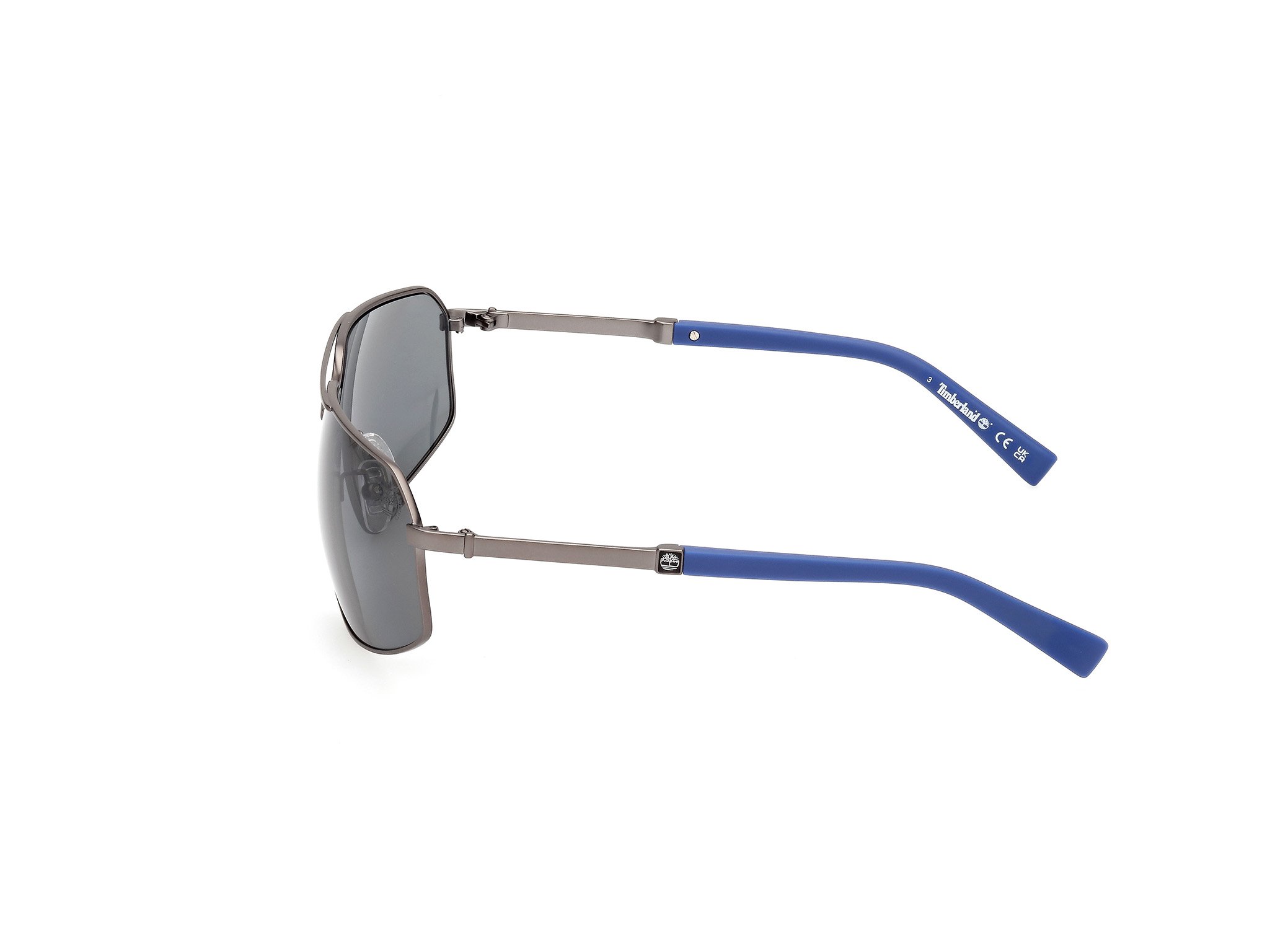 Das Bild zeigt die Sonnenbrille TB9341-H 07D von der Marke Timberland in grau/blau.