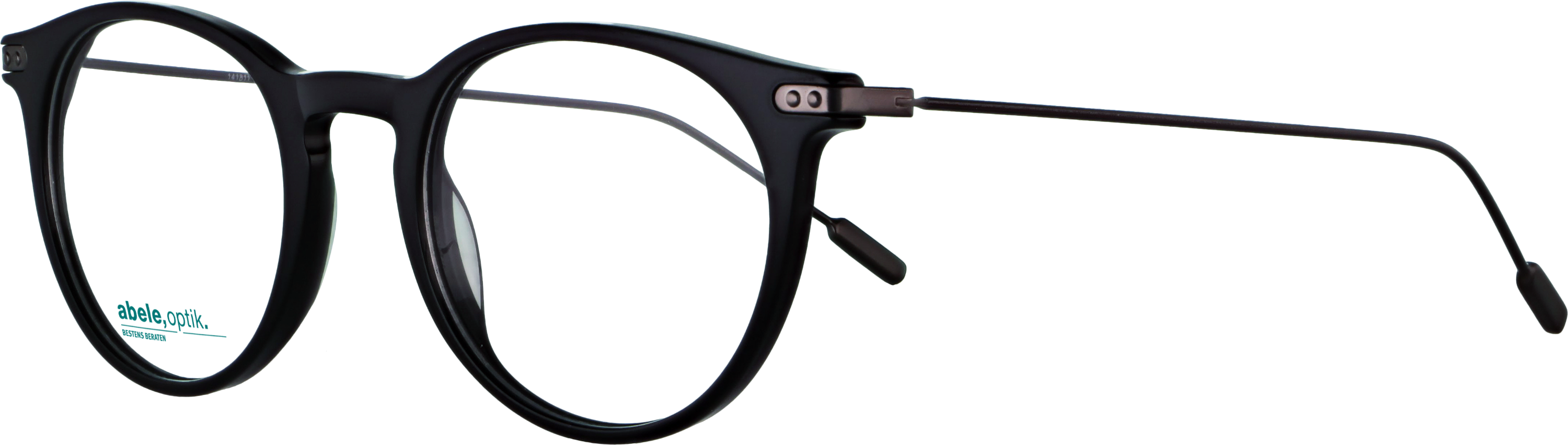 Das Bild zeigt die Korrektionsbrille 141811 von der Marke Abele Optik in schwarz / Bügel: gun dunkel.