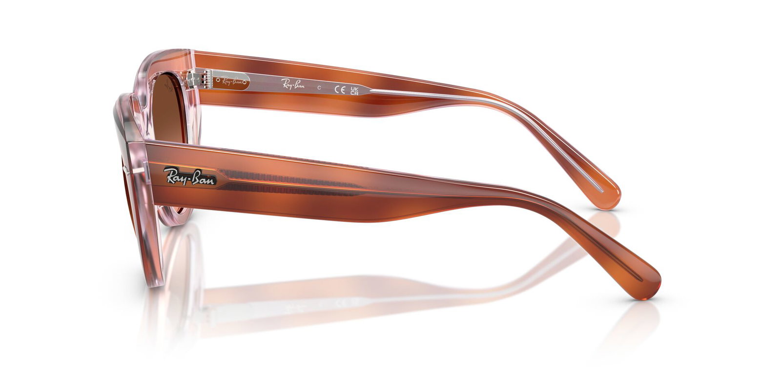 Das Bild zeigt die Sonnenbrille RB2286 1415A5 von der Marke Ray-Ban in Havanna rot transparent.
