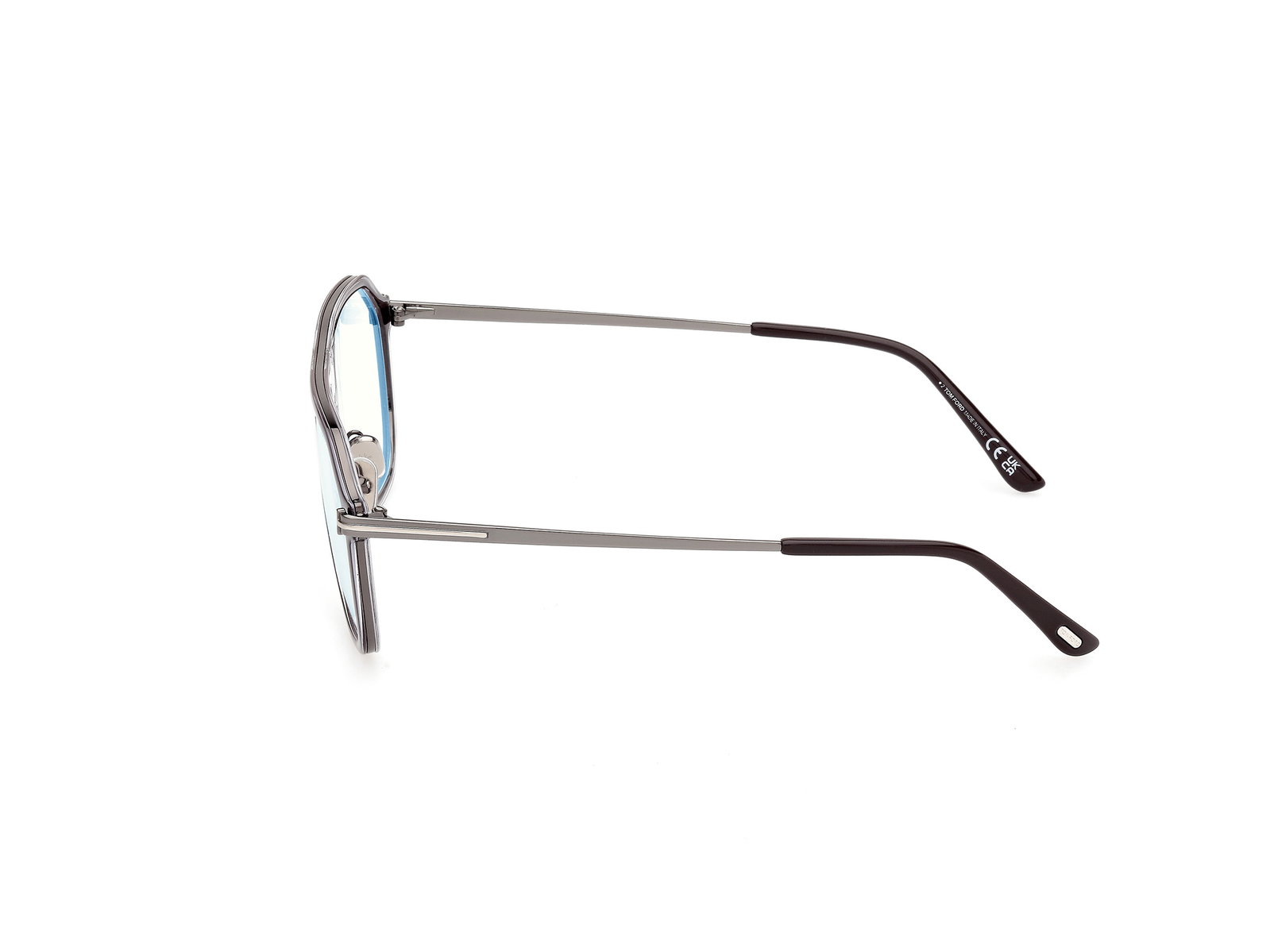 Das Bild zeigt die Korrektionsbrille FT5943 050 von der Marke Tom Ford in Braun/Gun.