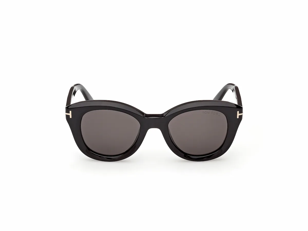 Zu sehen ist die Sonnenbrille FT1344 01A in glänzend schwarz von der Marke Tom Ford.