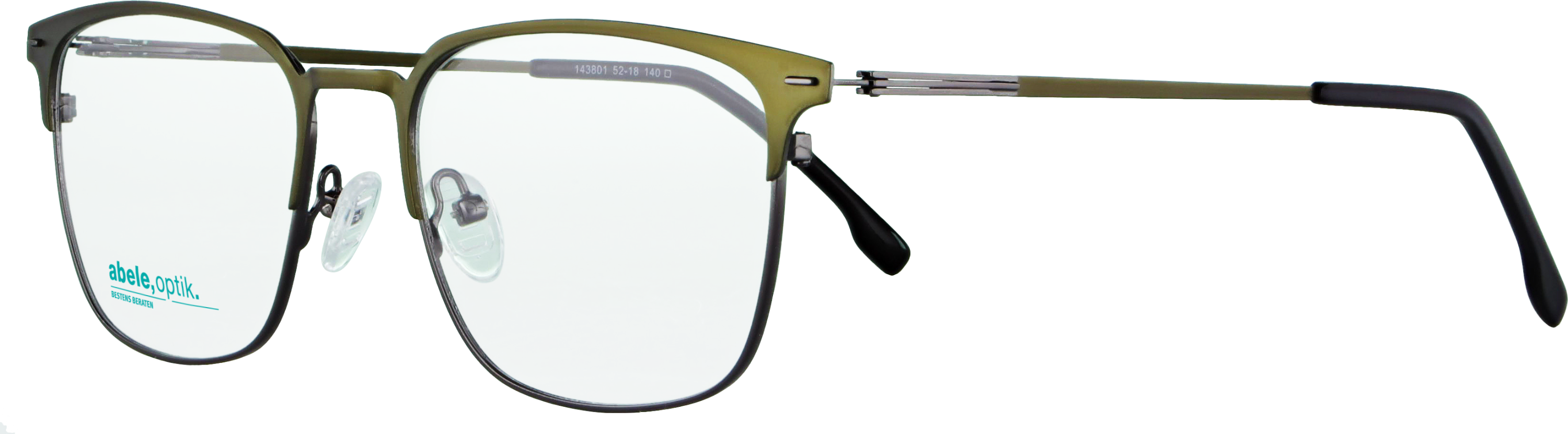 Das Bild zeigt die Korrektionsbrille 143801 von Abele Optik in khaki.