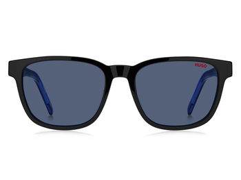 Das Bild zeigt die Sonnenbrille HG1243/S D51 von der Marke Hugo in schwarz/blau.