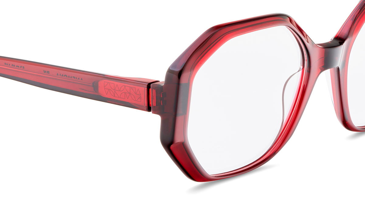 Das Bild zeigt die Korrektionsbrille Anemon BX von der Marke Etnia Barcelona in rot transparent.