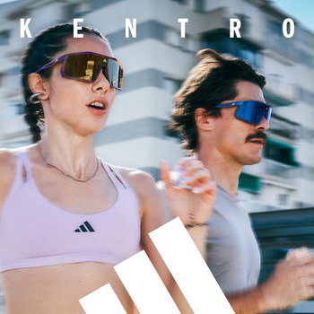 Zu sehen sidn eien Frau und ein Mann beim Joggen. Beide tragen eine Kentro Sonnenbrille von Adidas Sport.