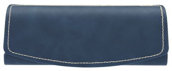 Das Bild zeigt das dunkelblaue Brillenetui Cello geschlossen von vorne.