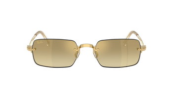 Das Bild zeigt die Ray Ban Sonnenbrille RB3928 in Gold mit dunkelbraun verspiegelten Gläsern von vorne.