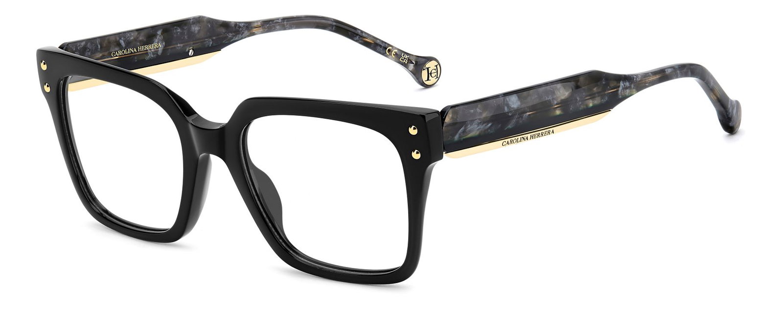 zu sehen ist die Korrektionsbrille 11294 von Carolina Herrera in der Farbe Schwarz/Grau.