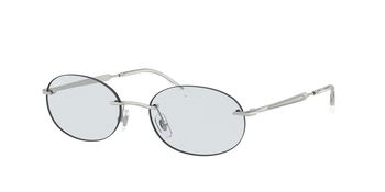 Das Bild zeigt die Ray Ban Sonnenbrille RB3767 in Silber mit saphirblauen Gläsern von seitlich.