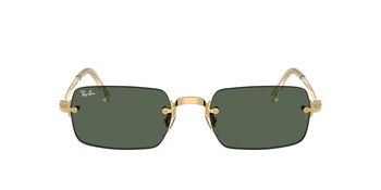 Das Bild zeigt die Ray Ban Sonnenbrille RB3928 in Gold mit dunkelgrünen Gläsern von vorne.