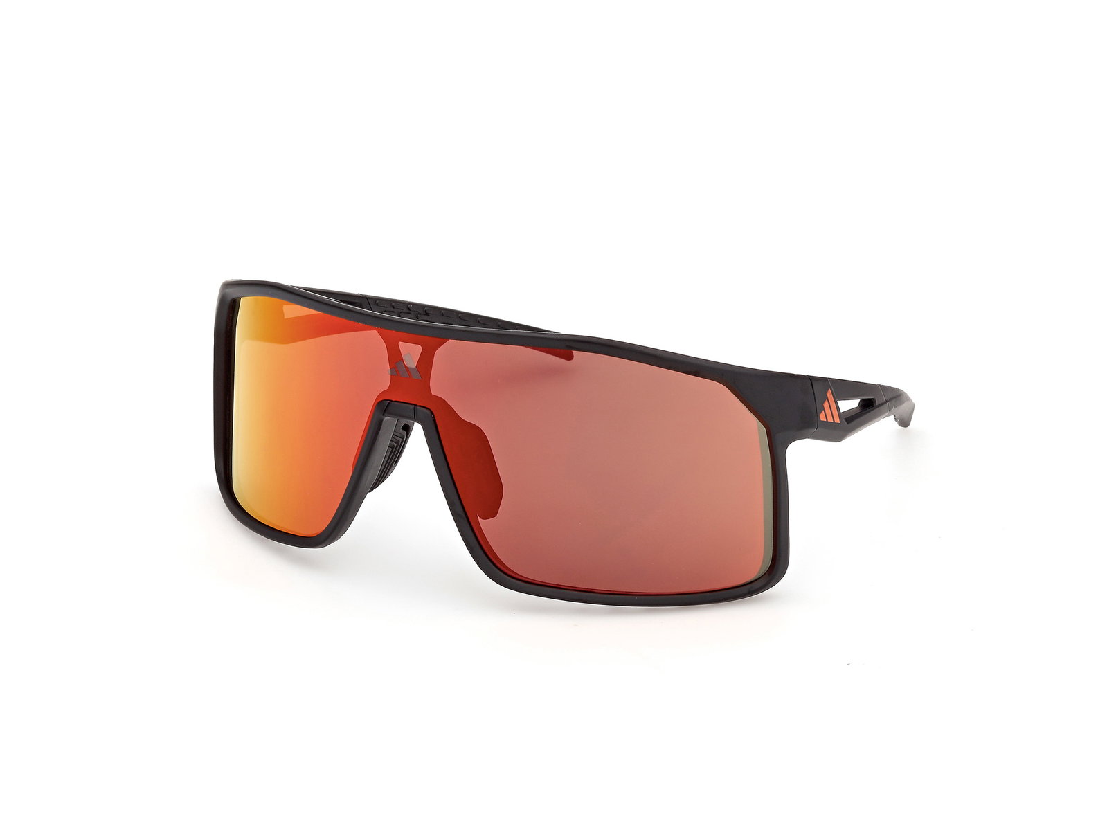 Das Bild zeigt die Adidas Sport Sonnenbrille Alkator SP0124 in schwarz leicht seitlich.
