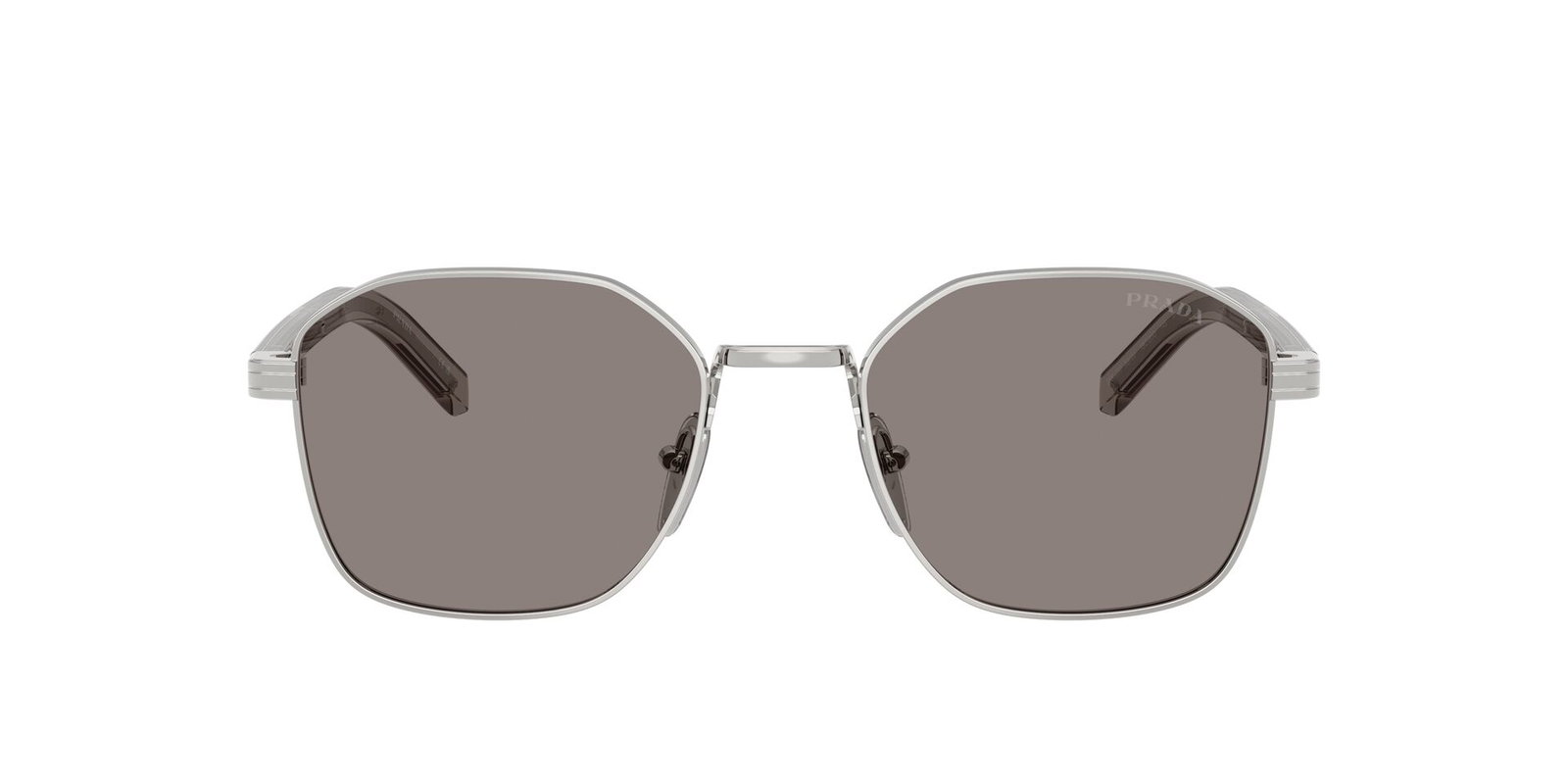 Auf diesem Bild sehen Sie die Sonnenbrille 0PR C50S von Prada in der Farbe Silber.