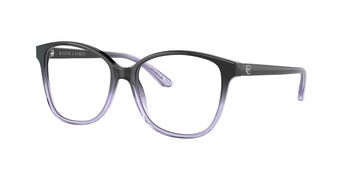 Das Bild zeigt die Korrektionsbrille RL6222 von der Marke Ralph Lauren in Schwarz/Blau transparent.