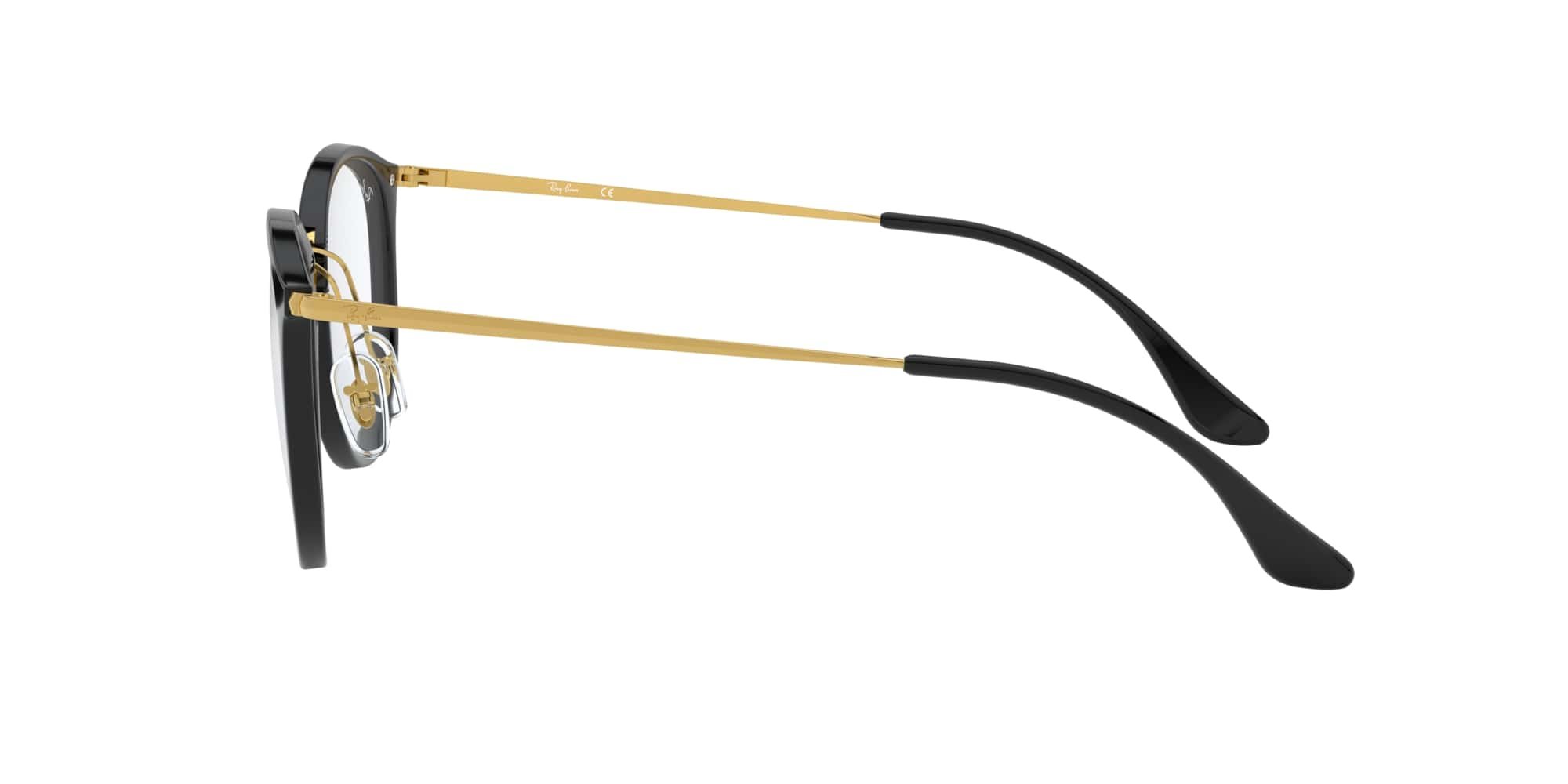 Das Bild zeigt die Korrektionsbrille RX7140 2000 von der Marke Ray Ban in schwarz/gold.