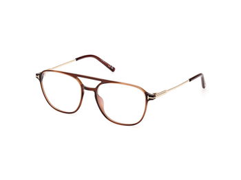 Das Bild zeigt die Korrektionsbrille FT5874-B 048 von der Marke Tom Ford in dunkelbraun/gold.