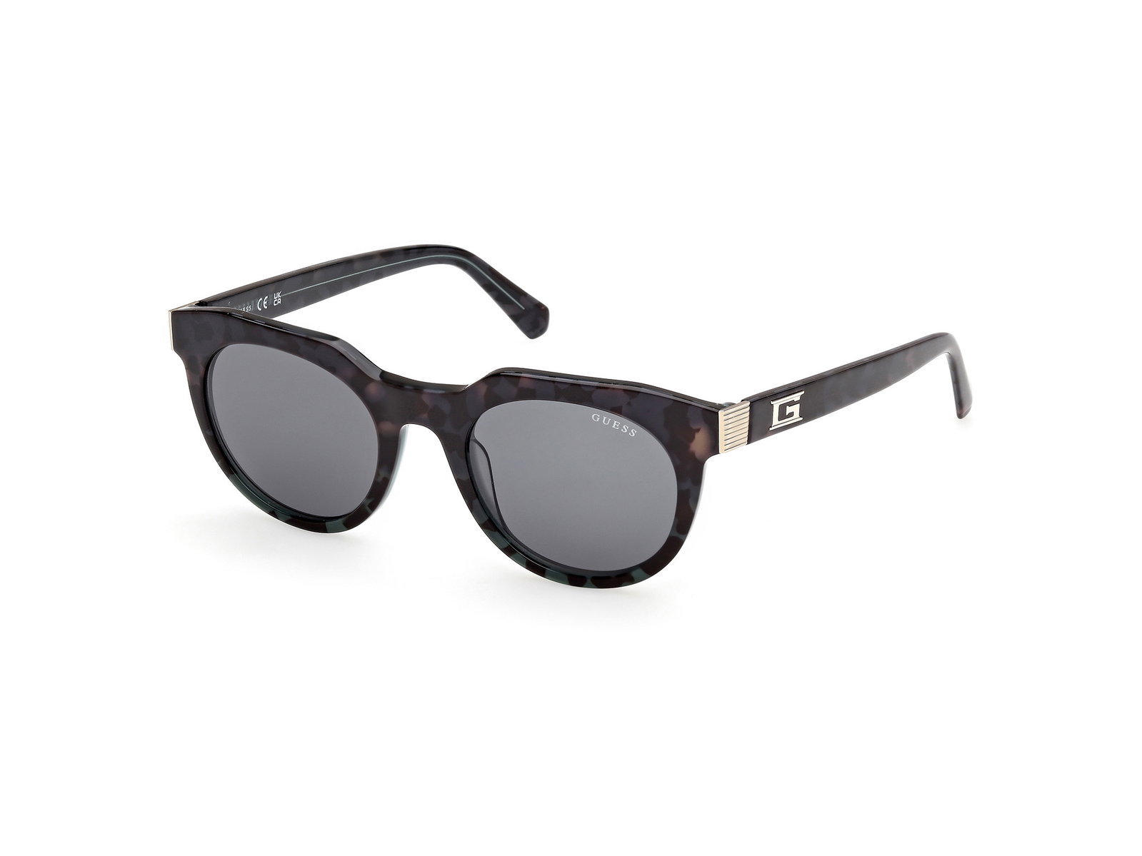 Das Bild zeigt die Sonnenbrille GU00214 98V von der Marke Guess in Gelb Dunkelgrün/havanna.