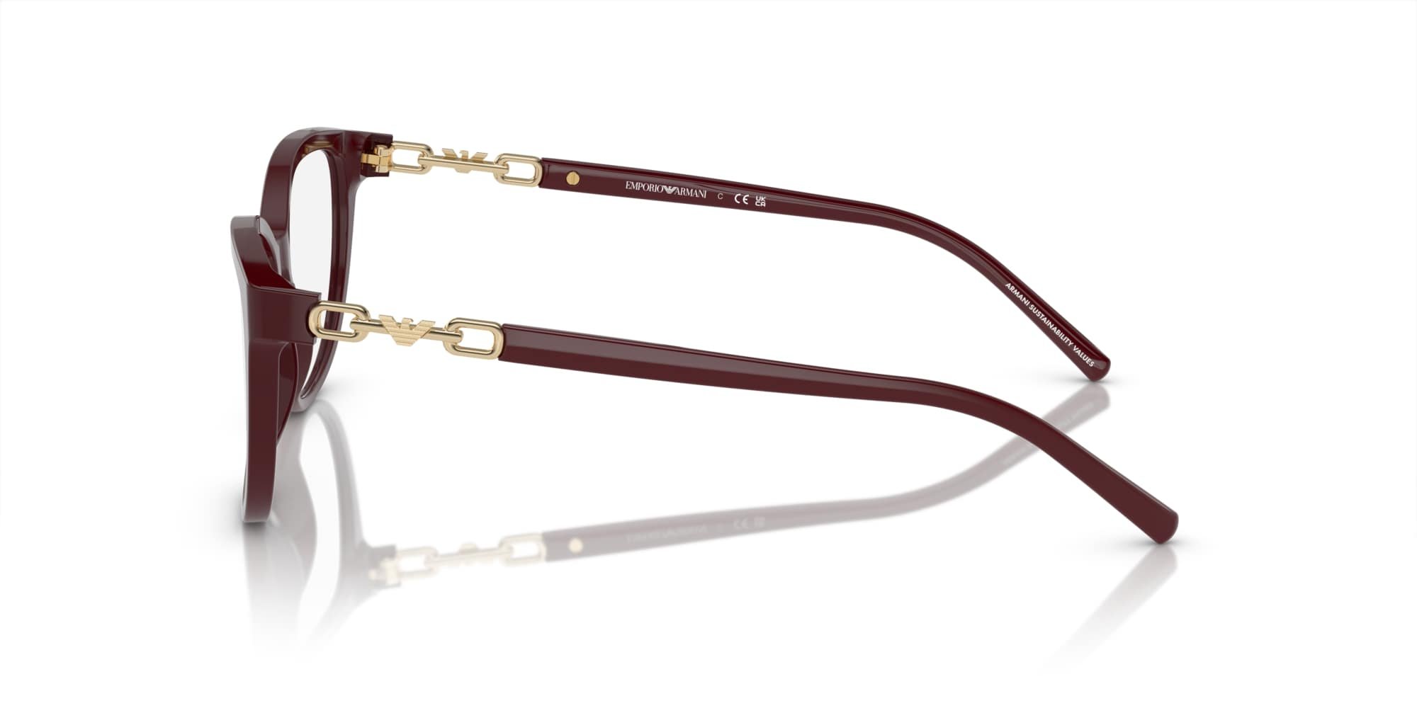 Das Bild zeigt die Korrektionsbrille EA3190 5576 von der Marke Emporio Armani in Bordeaux.