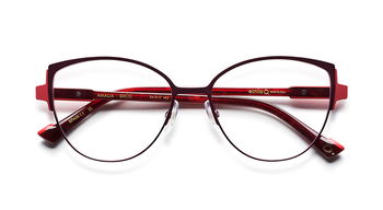 Das Bild zeigt die Korrektionsbrille Amalia BXCO von der Marke Etnia Barcelona in dunkelrot..