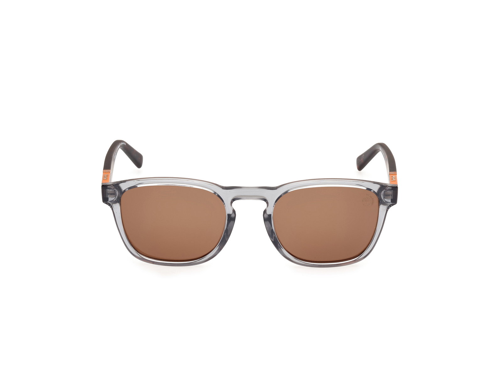 Das Bild zeigt die Sonnenbrille TB00007 20H von der Marke Timberland in Grau/Dunkelhavanna.