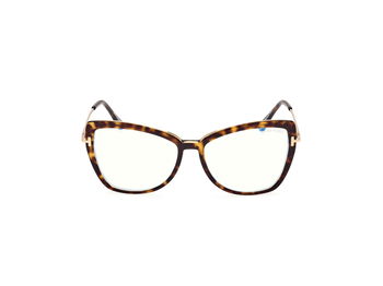 Das Bild zeigt die Korrektionsbrille FT5882-B 056 von der Marke Tom Ford in havanna/gold.
