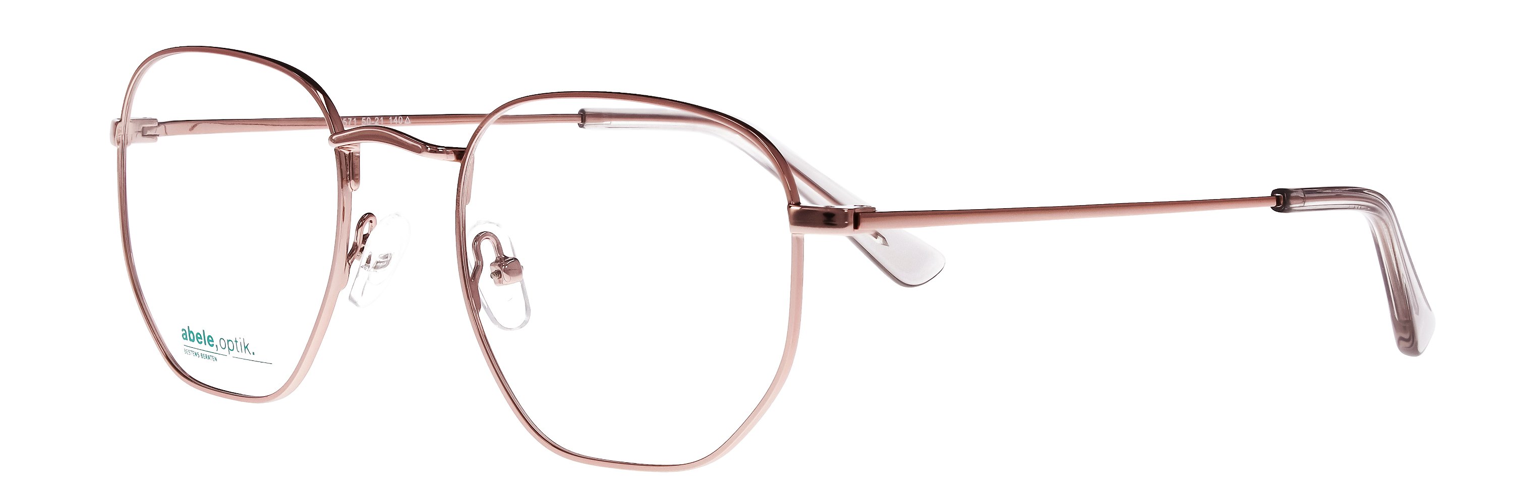 Das Bild zeigt die Korrektionsbrille 148571 von der Marke Abele Optik in rosé-weiß.