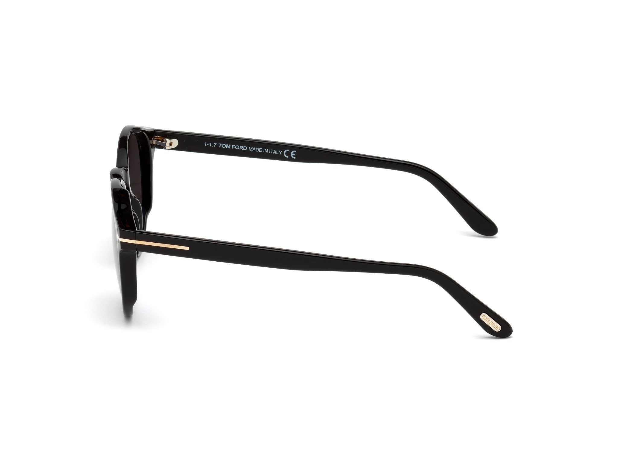 Das Bild zeigt die Sonnenbrille IAN FT0591 von der Marke Tom Ford in schwarz seitlich