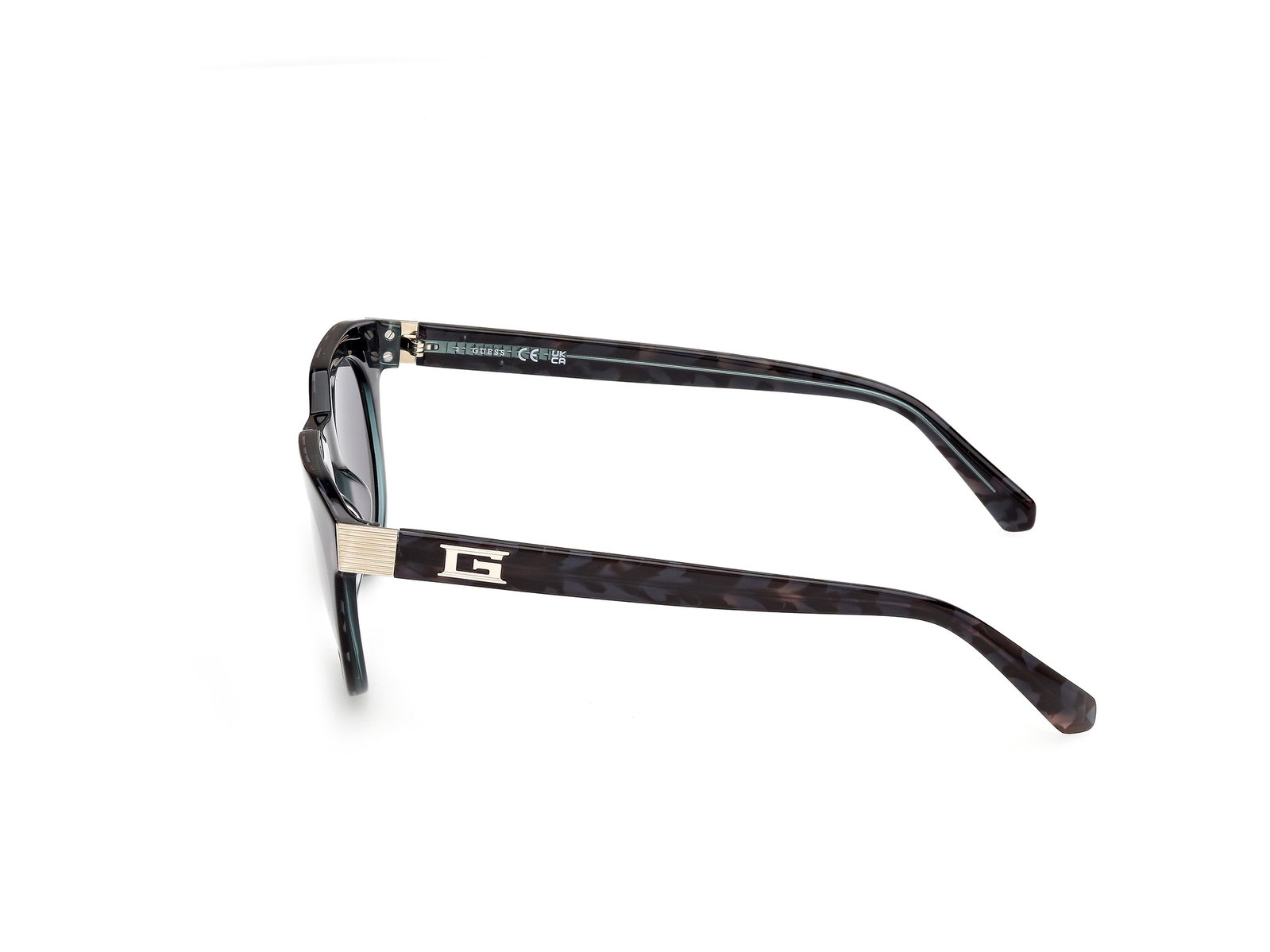 Das Bild zeigt die Sonnenbrille GU00214 98V von der Marke Guess in Gelb Dunkelgrün/havanna.