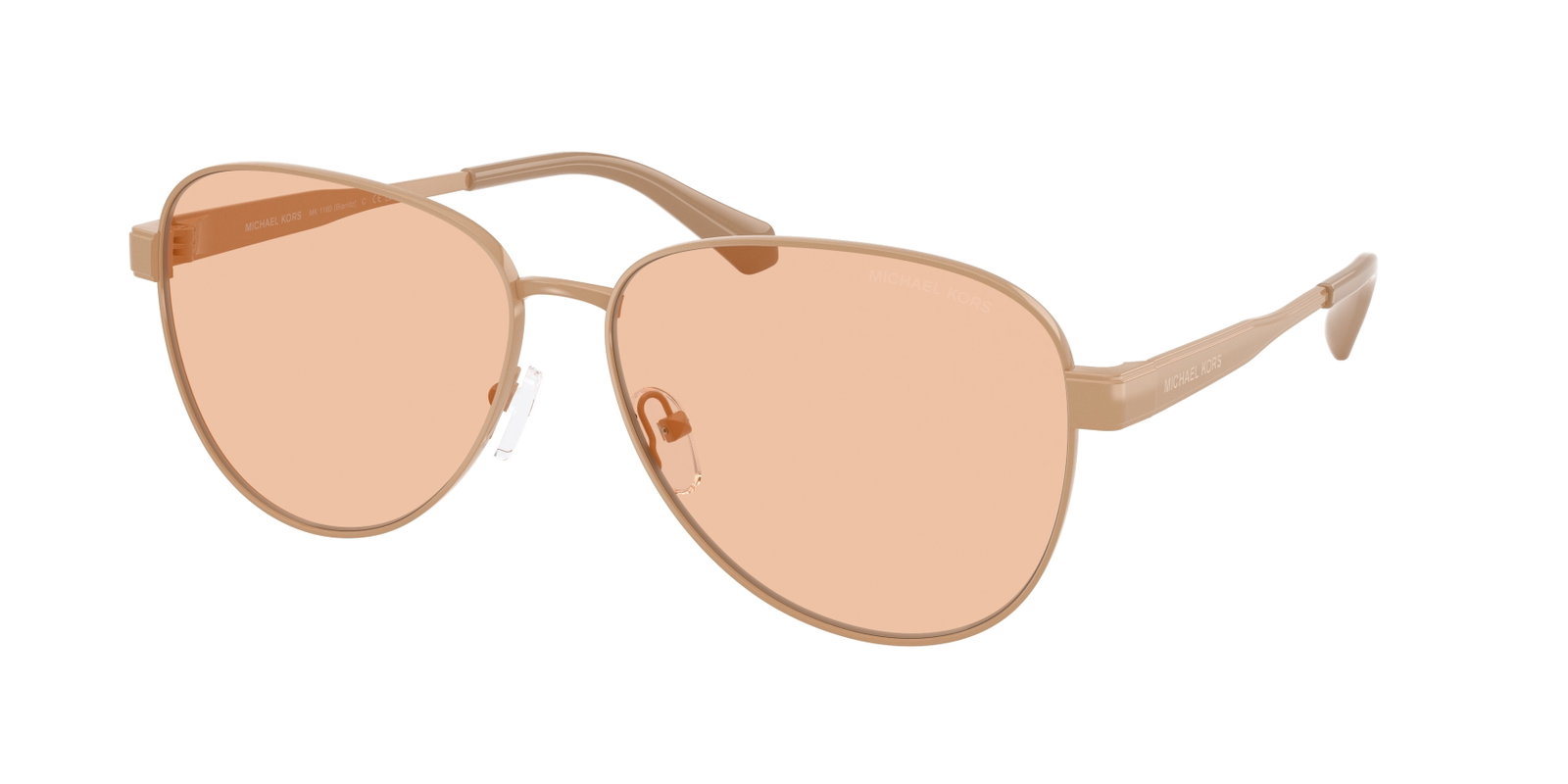 Das Bild zeigt die Sonnenbrille MK1160 von Michael Kors in der Farbe Gold.