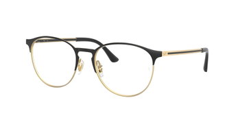 Das Bild zeigt die Korrektionsbrille RX6335 von Ray Ban in Schwarz leicht seitlich.