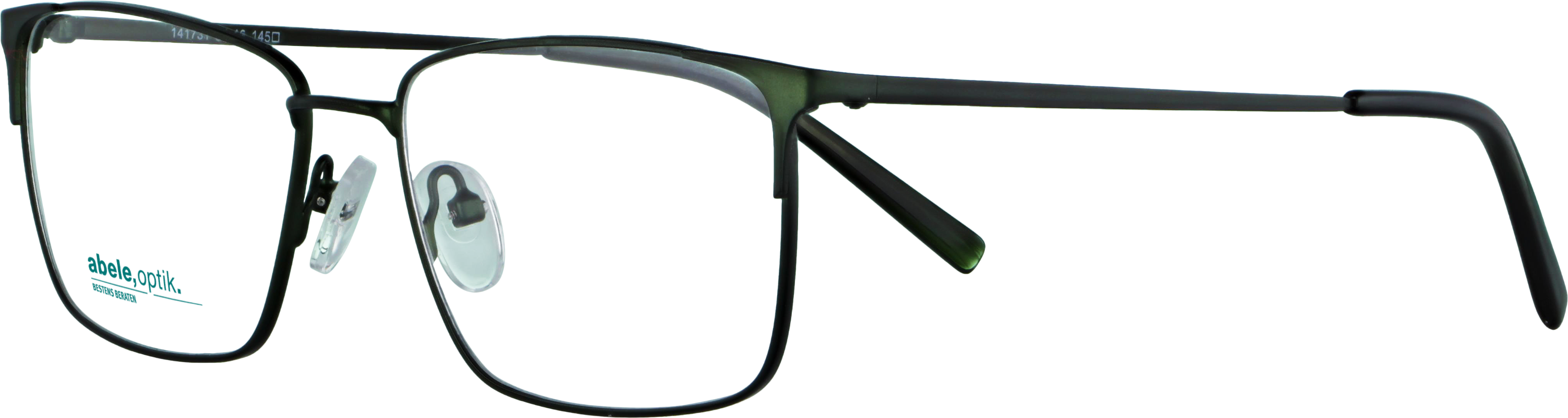 Das Bild zeigt die Korrektionsbrille 141731 von der Marke Abele Optik in dunkelgrün matt.