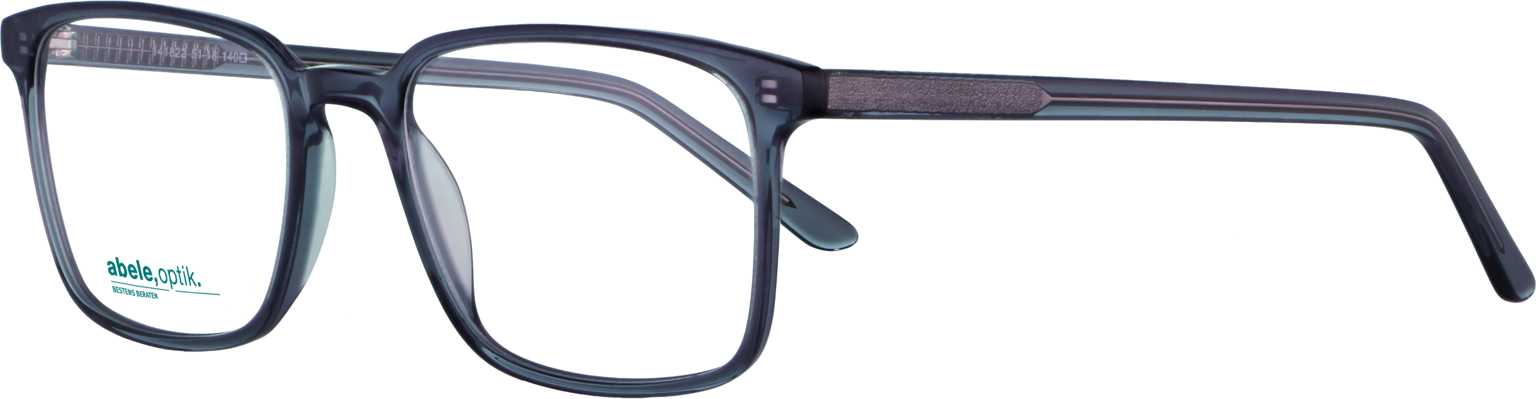 Das Bild zeigt die Korrektionsbrille 141822 von der Marke Abele Optik in graublau transparent.