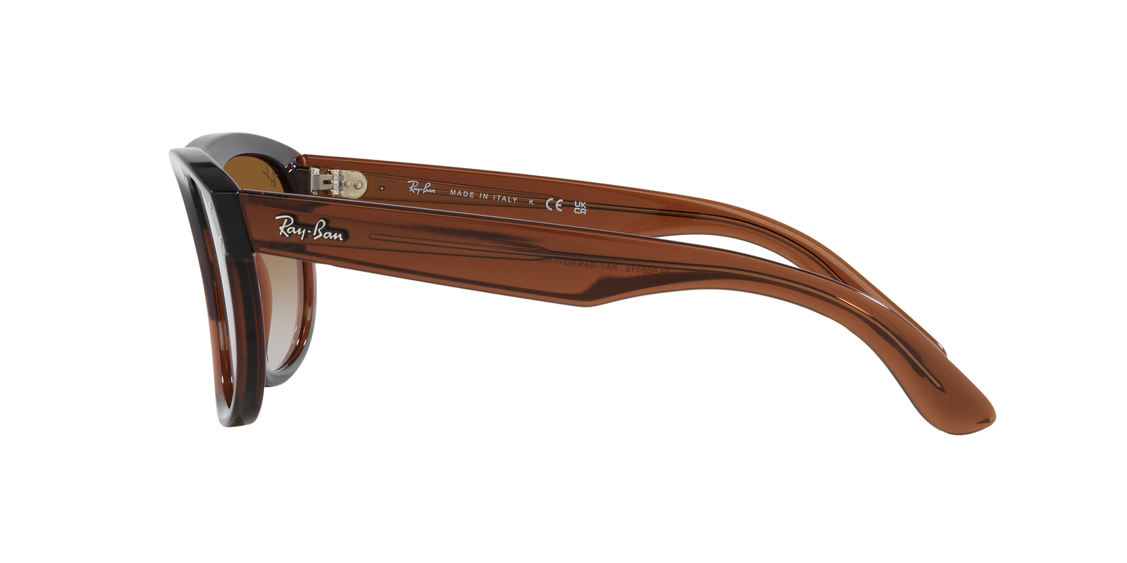 Das Bild zeigt die Sonnenbrille RBR0501S 6709CB von der Marke Ray Ban in braun transparent.