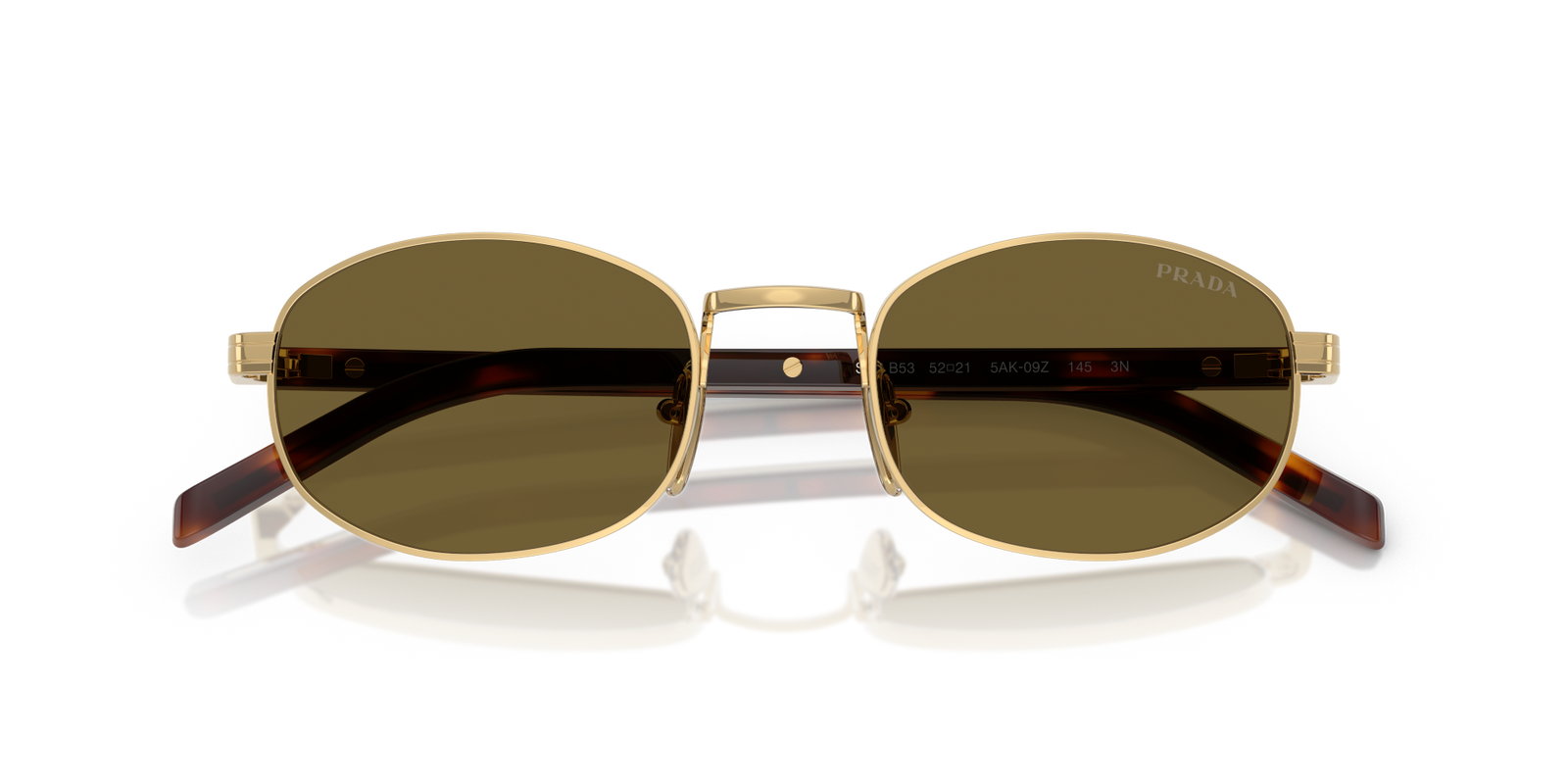 Auf diesem Bild sehen Sie die Sonnenbrille 0PR B53S von Prada in der Farbe Gold.