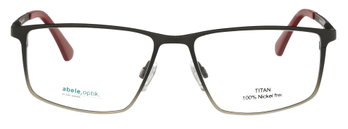Das Bild zeigt die Korrektionsbrille 151031 von Abele Optik in Schwarz mit roten Akzenten.