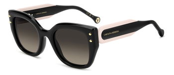 Das Bild zeigt die Sonnenbrille HER 0312/S von der Marke Carolina Herrera in Pink/Schwarz.