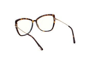 Das Bild zeigt die Korrektionsbrille FT5882-B 056 von der Marke Tom Ford in havanna/gold.